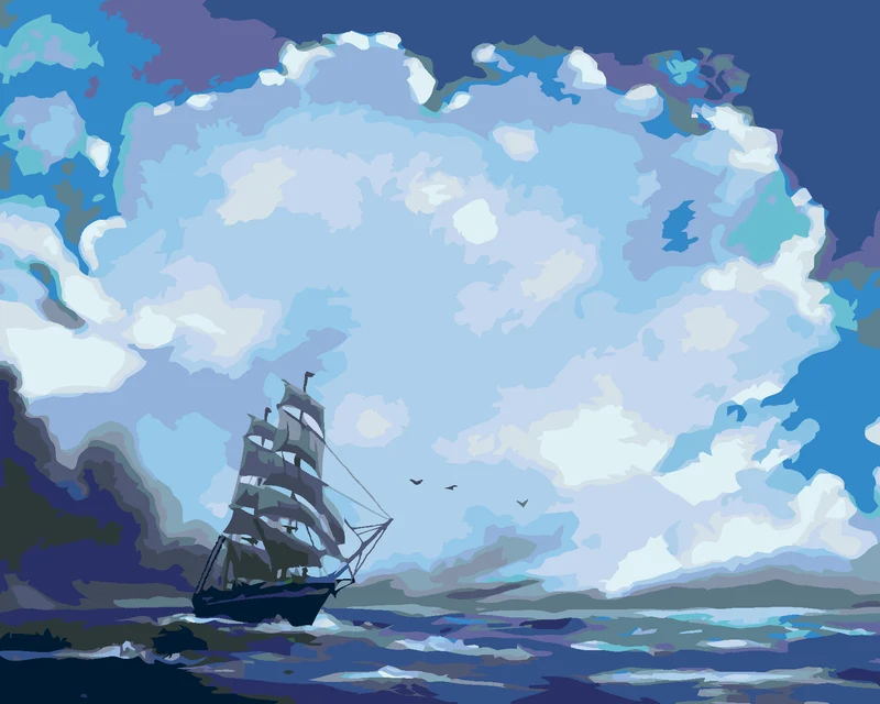 Diamond painting - WOLKEN UND SEGELSCHIFFE (D. RUSTY RUST)
