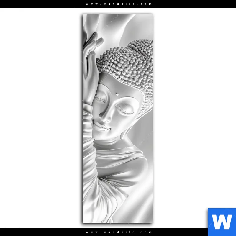 Aluminiumbild gebürstet | Buddha - Stille des Erwachens | Schmal