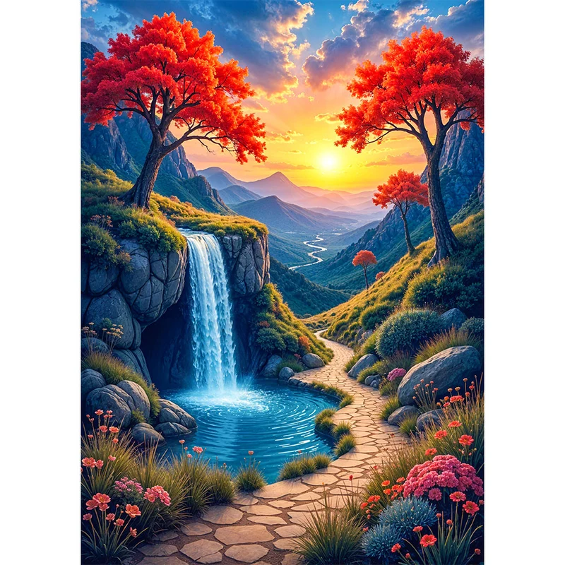 5D Diamond Painting – Pfad der Abendsonne