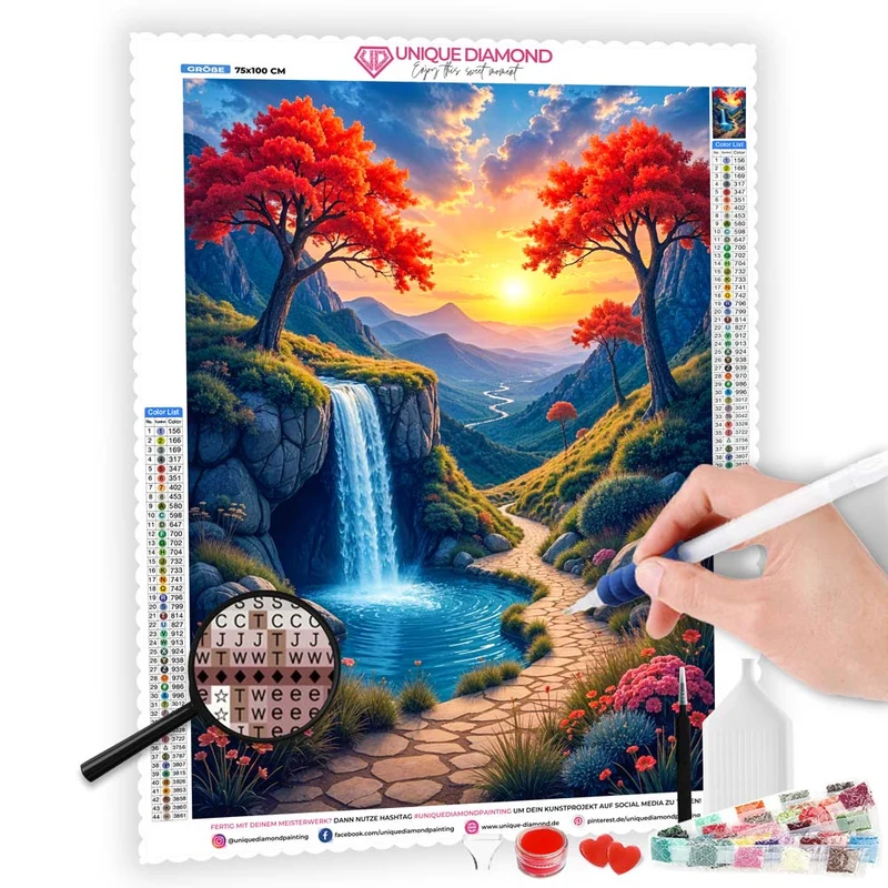 5D Diamond Painting – Pfad der Abendsonne