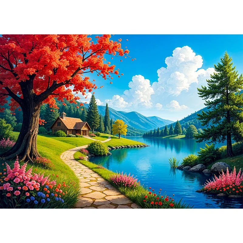 5D Diamond Painting – Herbstidylle am See