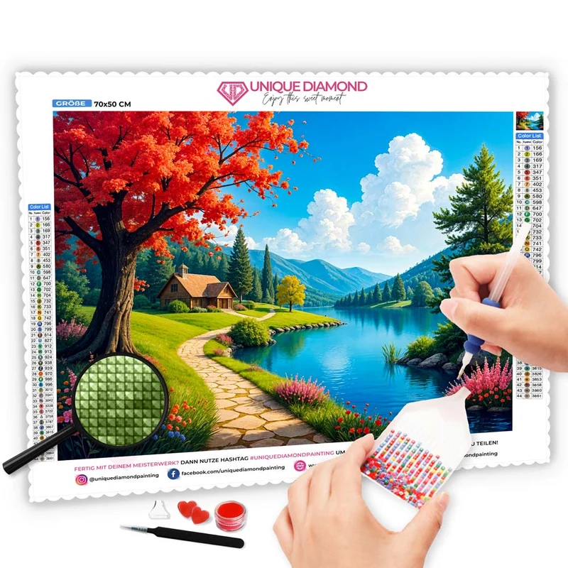 5D Diamond Painting – Herbstidylle am See