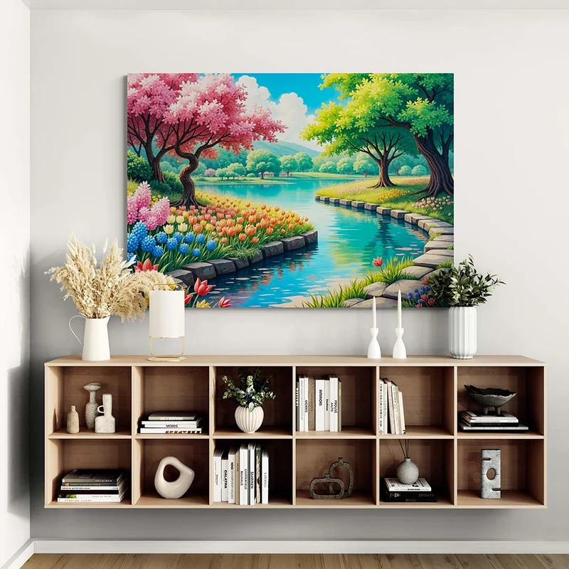 5D Diamond Painting - Frühlingszauber am See