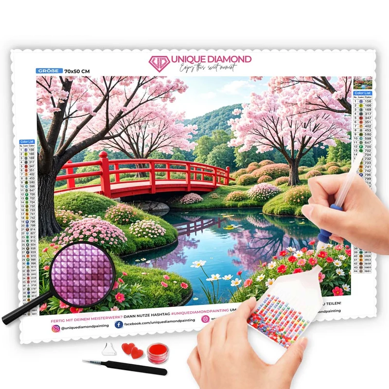 5D Diamond Painting - Kirschblütenbrücke