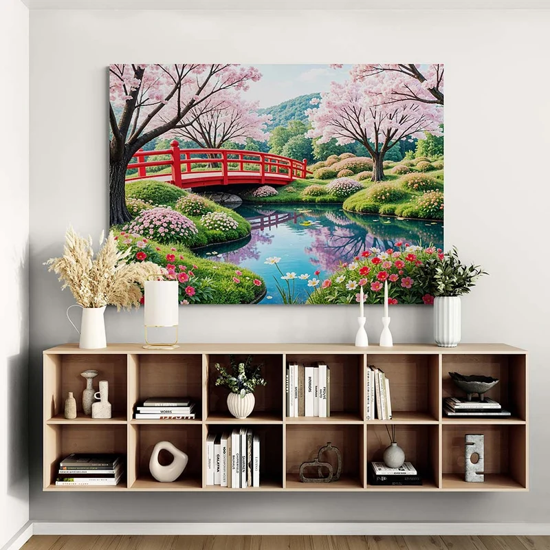 5D Diamond Painting - Kirschblütenbrücke