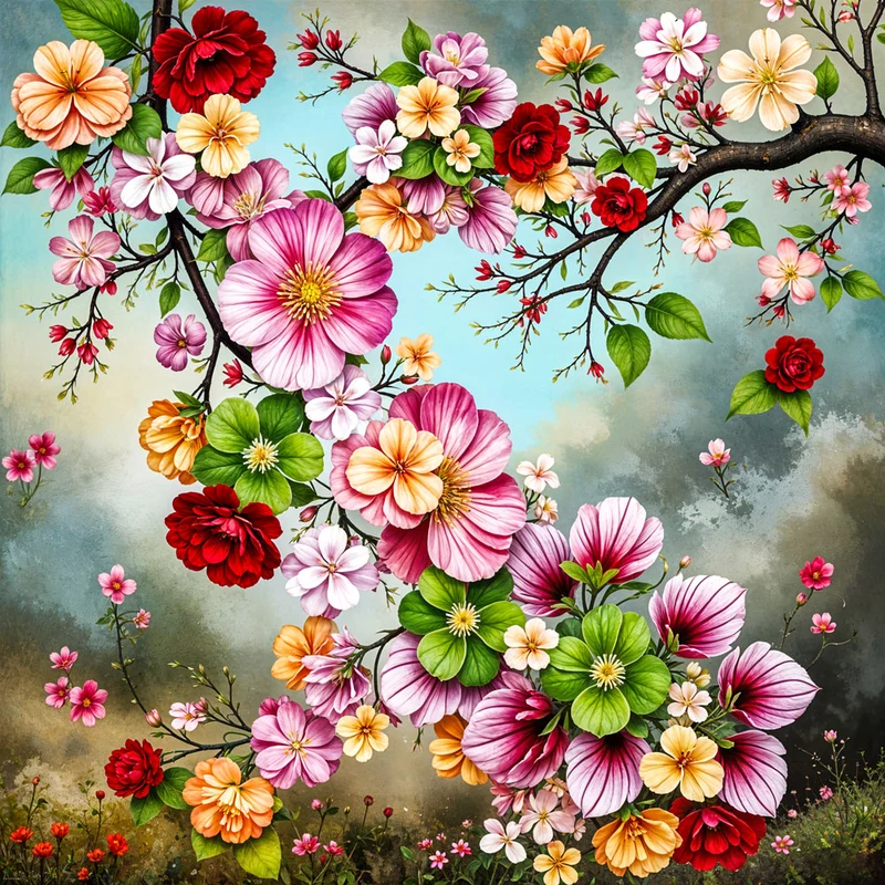 5D Diamond Painting - Blütenzauber des Frühlings