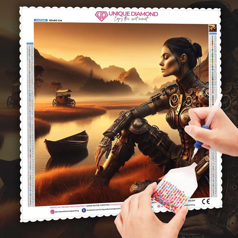 5D Diamond Painting – Die stille Mechanistin, unique-diamond