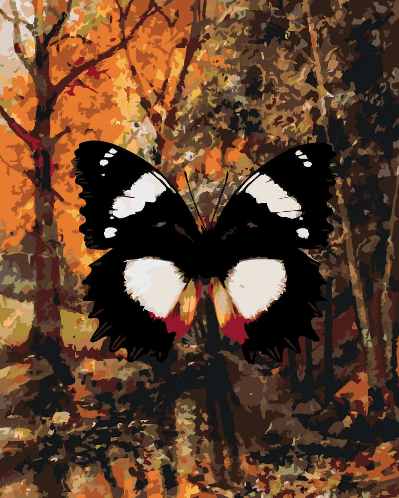 Diamond painting - SCHMETTERLING IM HERBSTWALD