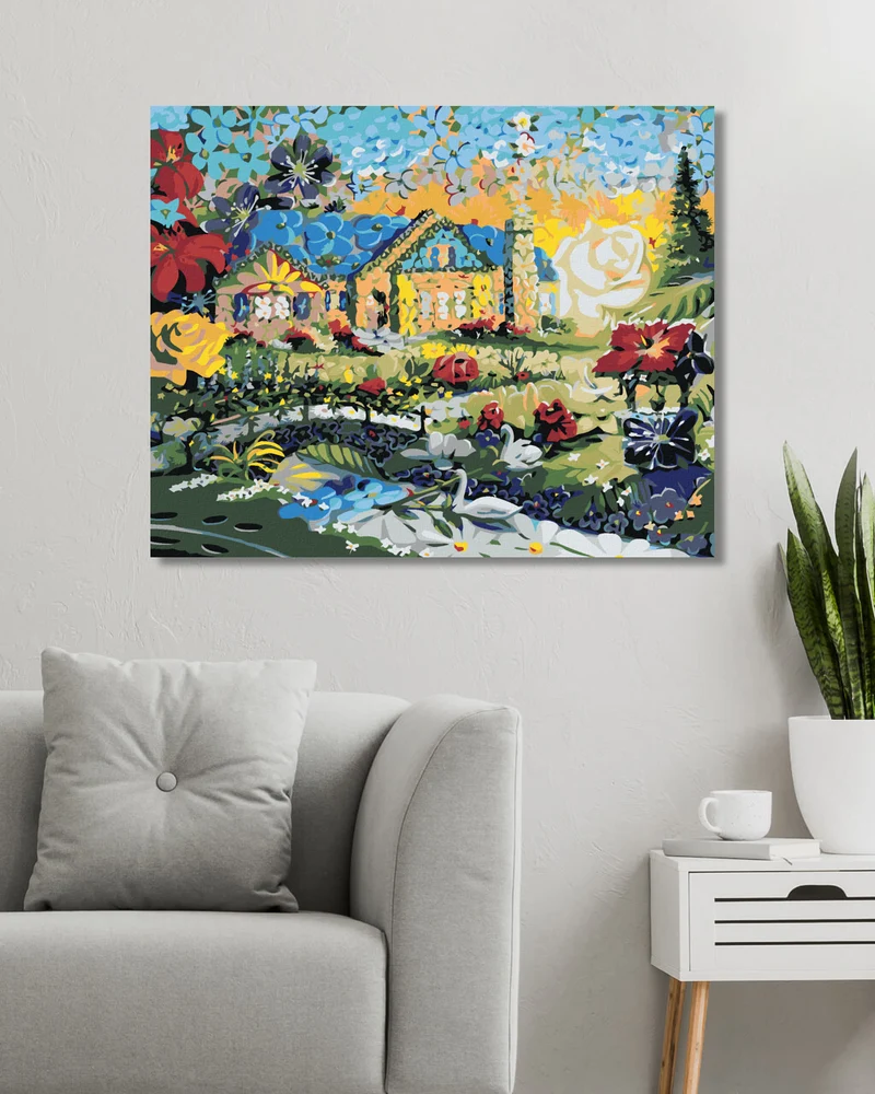Diamond painting - MOSAIKHAUS UND SONNENUNTERGANG (D. RUSTY RUST)