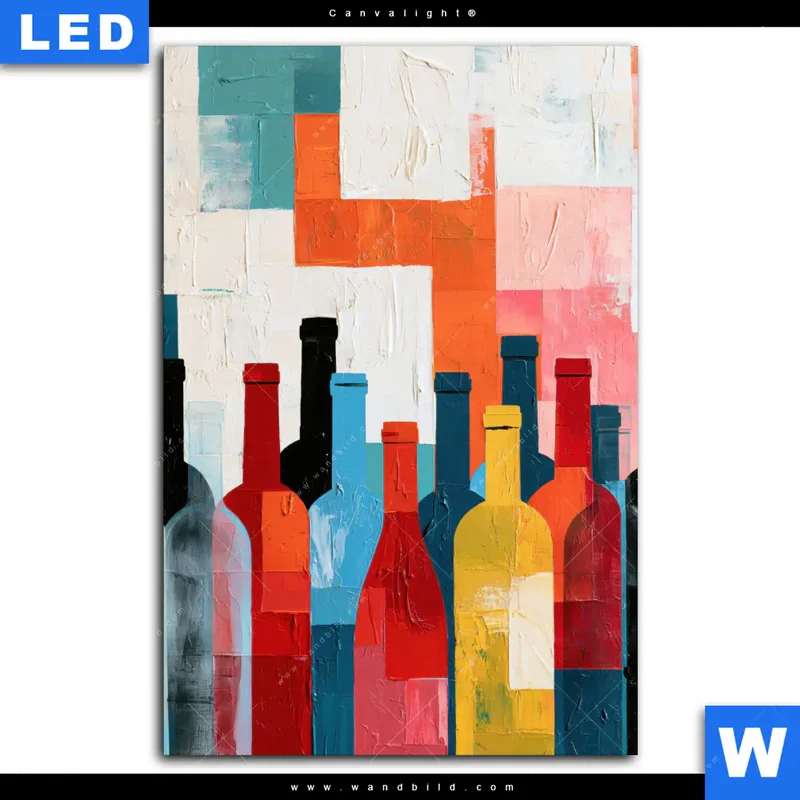 Canvalight® Leuchtbild | Bunte Weinvielfalt | Hochformat