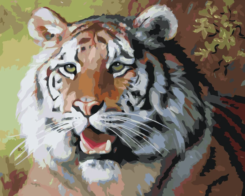 Diamond painting - TIGER MIT OFFENEM MAUL PORTRÄT (D. RUSTY RUST)