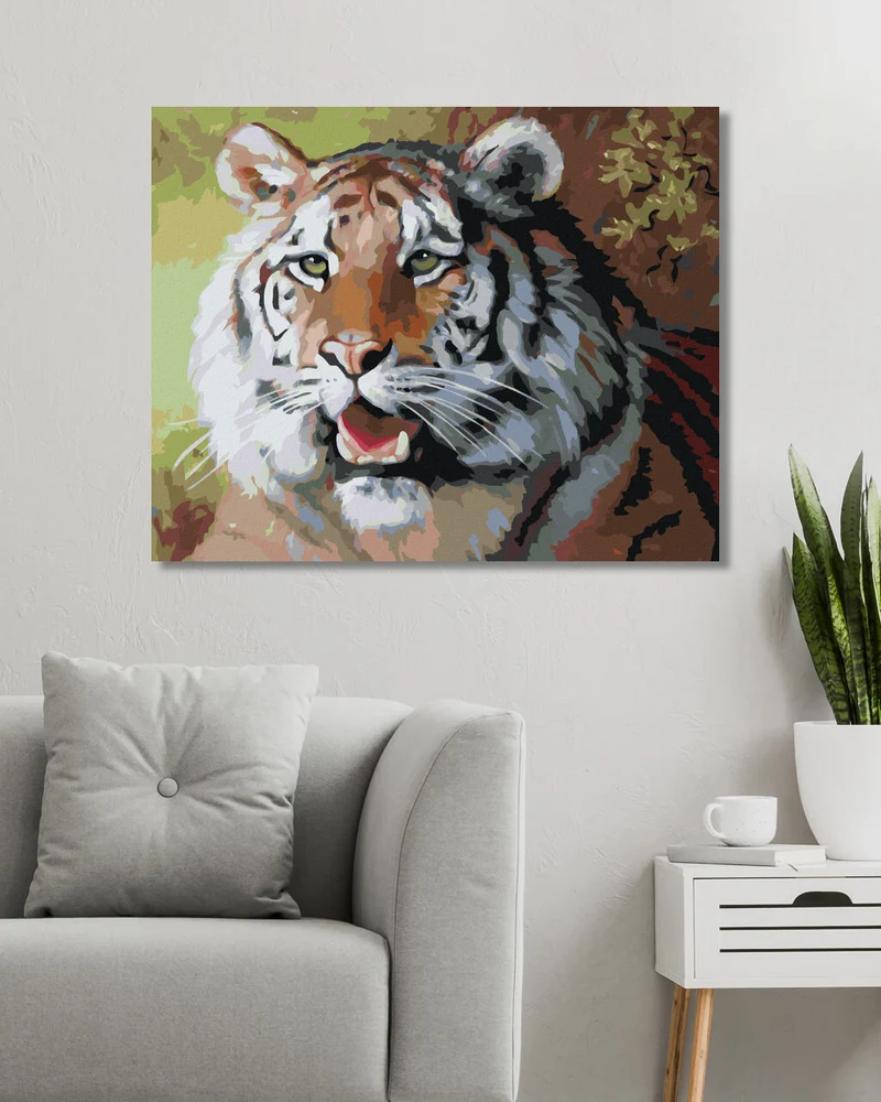 Diamond painting - TIGER MIT OFFENEM MAUL PORTRÄT (D. RUSTY RUST)