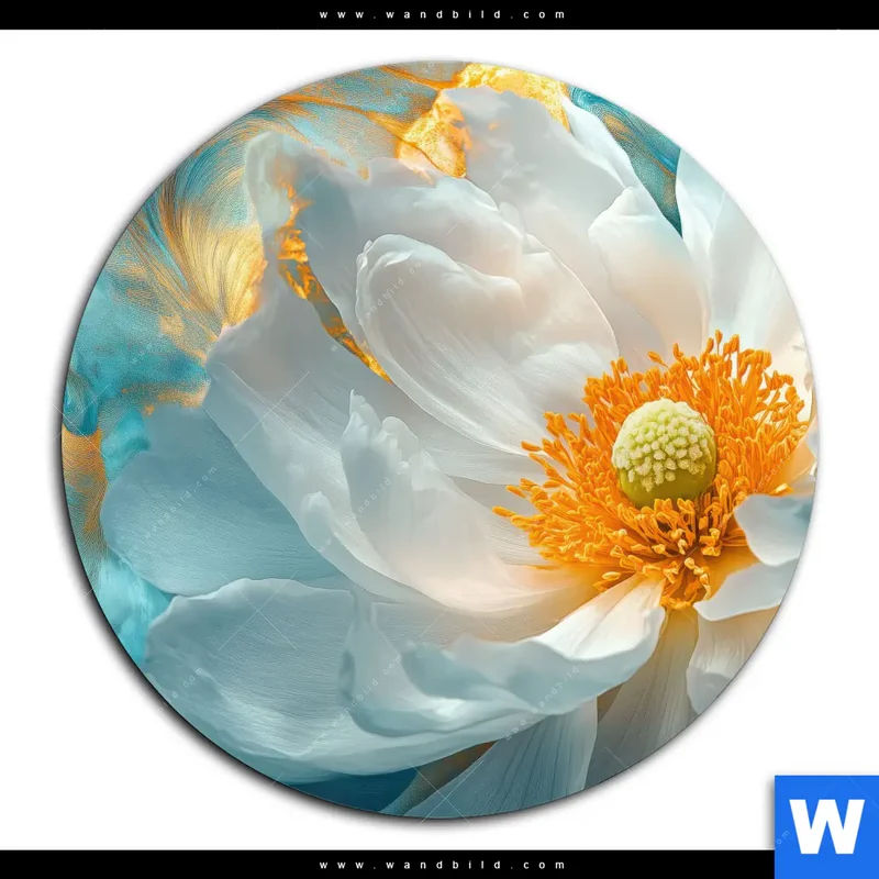 Alu-Dibond Bild | Blüte im goldenen Licht | Rund