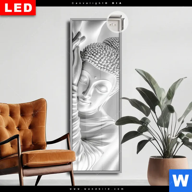 Leuchtbild Acrylglas Canvalight® DIA | Buddha - Stille des Erwachens | Schmal