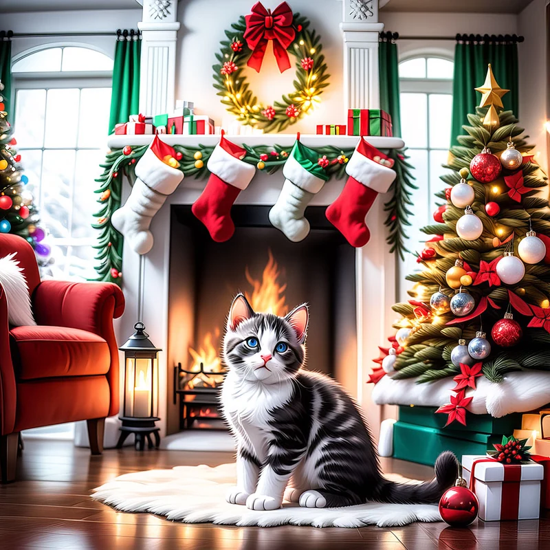 5D Diamond Painting – Christmas With Cat