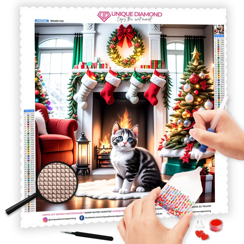 5D Diamond Painting – Christmas With Cat