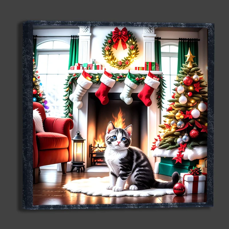 5D Diamond Painting – Christmas With Cat