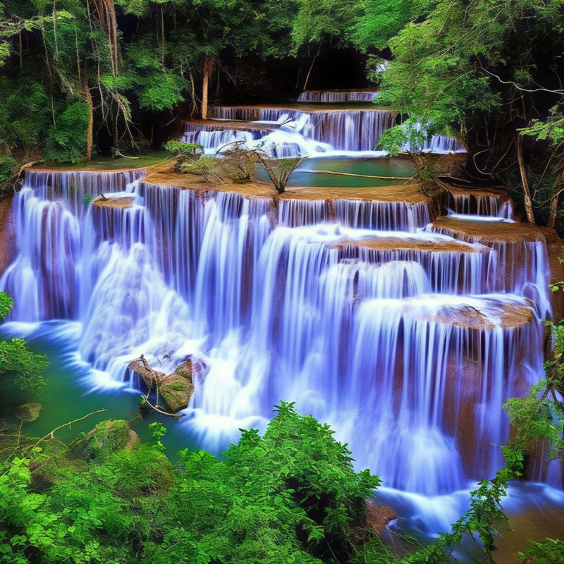 5D Diamond Painting - Wasserfall im Wald