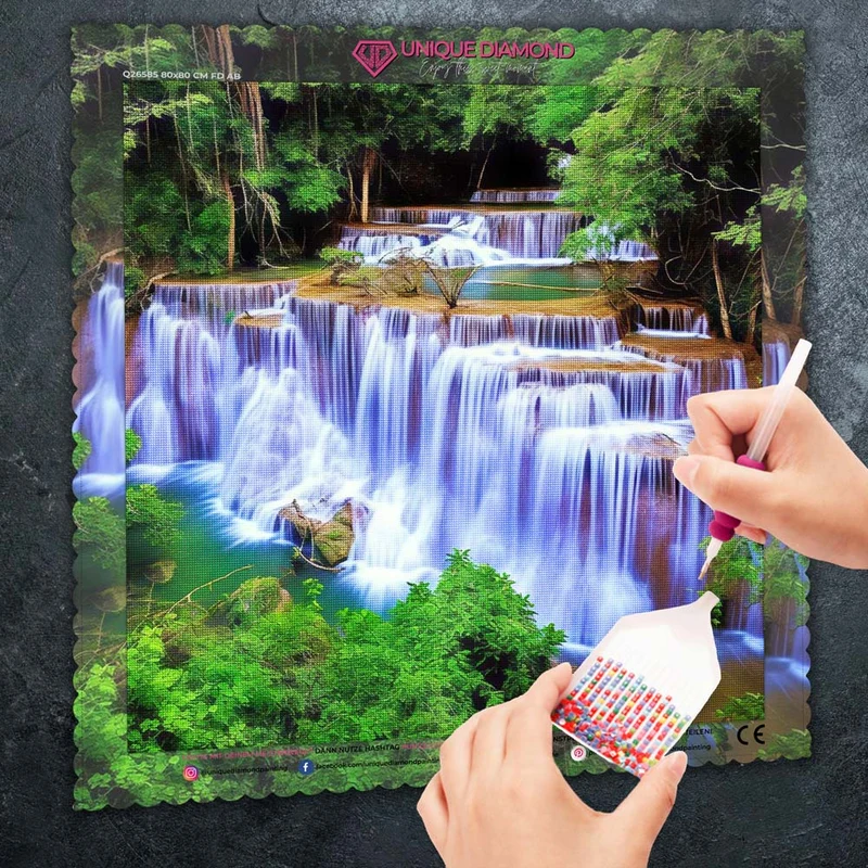 5D Diamond Painting - Wasserfall im Wald