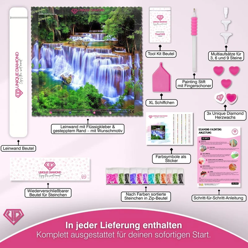 5D Diamond Painting - Wasserfall im Wald