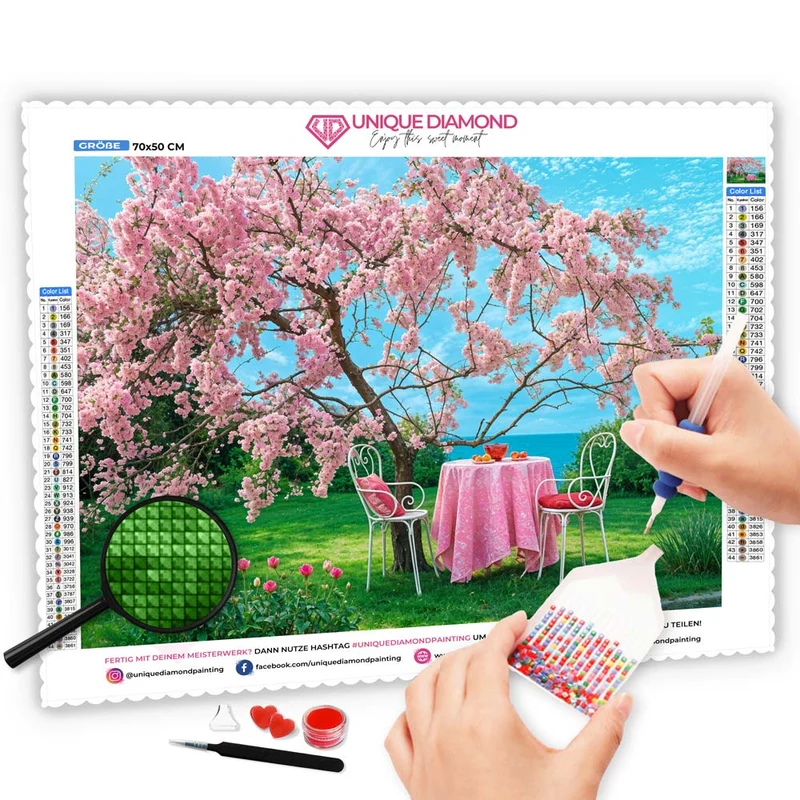 5D Diamond Painting – Frühstück unter einem Kirschbaum