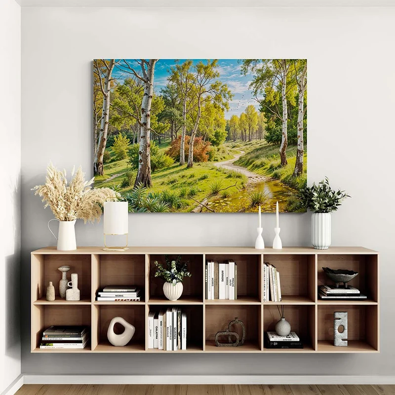 5D Diamond Painting – Feldweg im Birkenwald