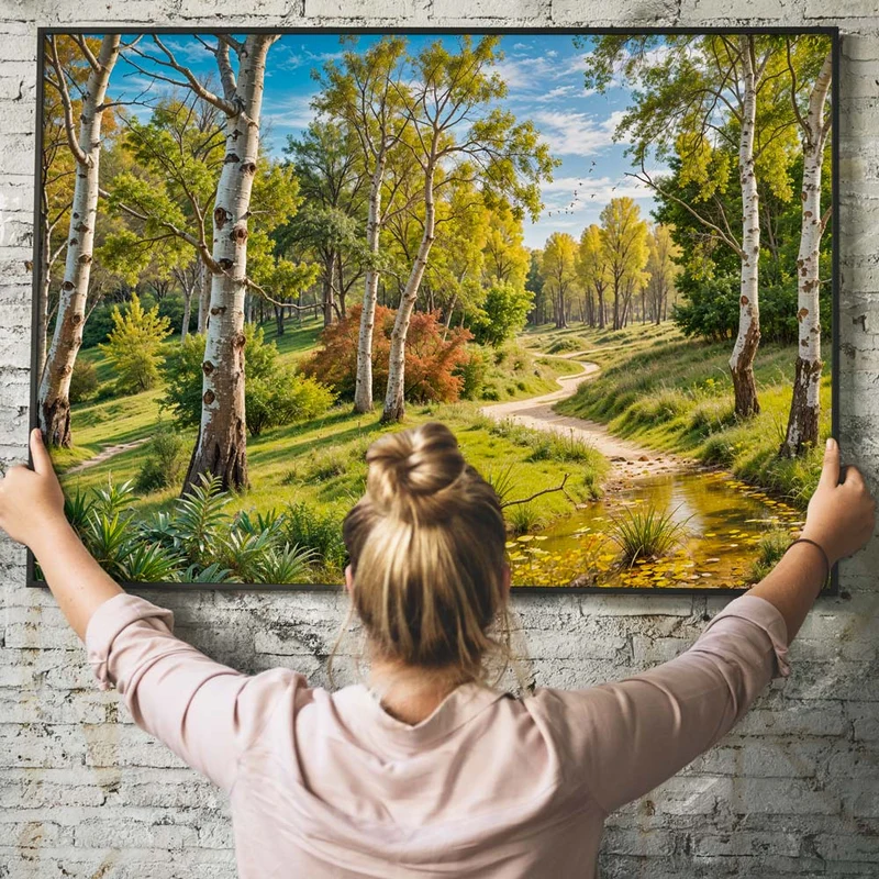 5D Diamond Painting – Feldweg im Birkenwald