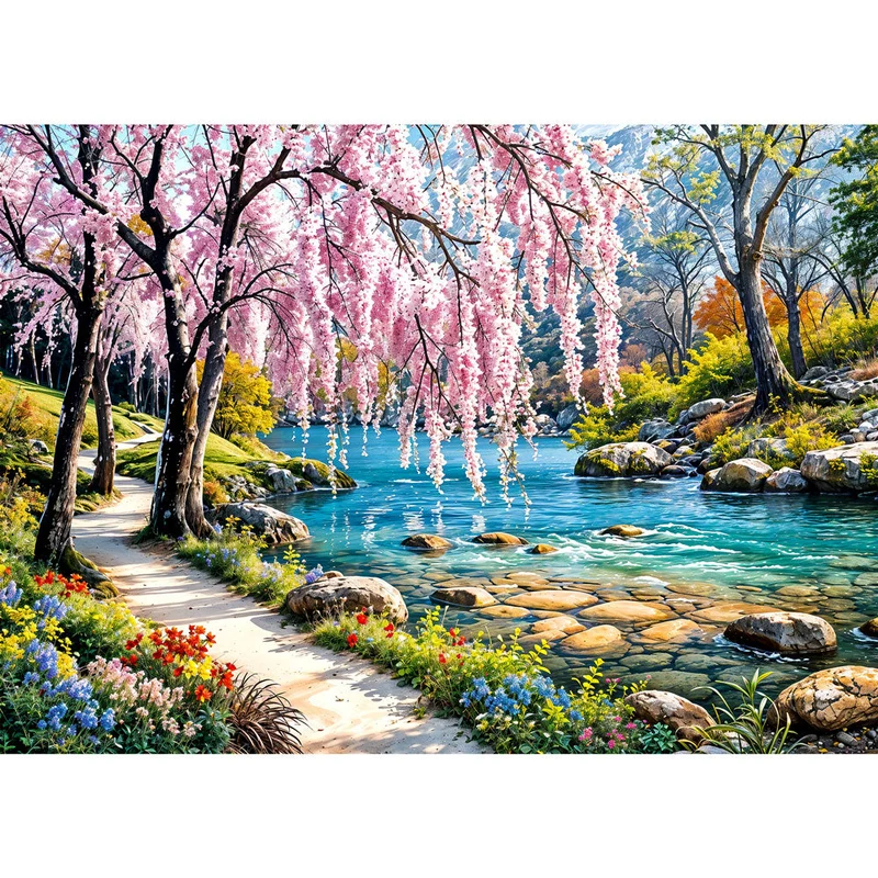 5D Diamond Painting – Fluss Landschaft