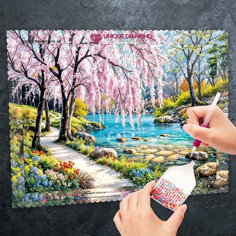 5D Diamond Painting – Fluss Landschaft