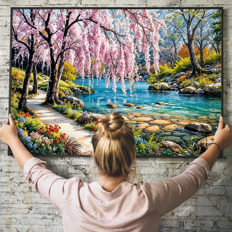 5D Diamond Painting – Fluss Landschaft
