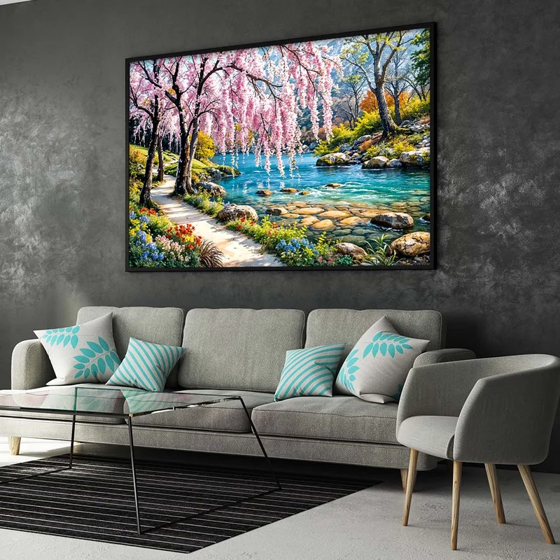 5D Diamond Painting – Fluss Landschaft