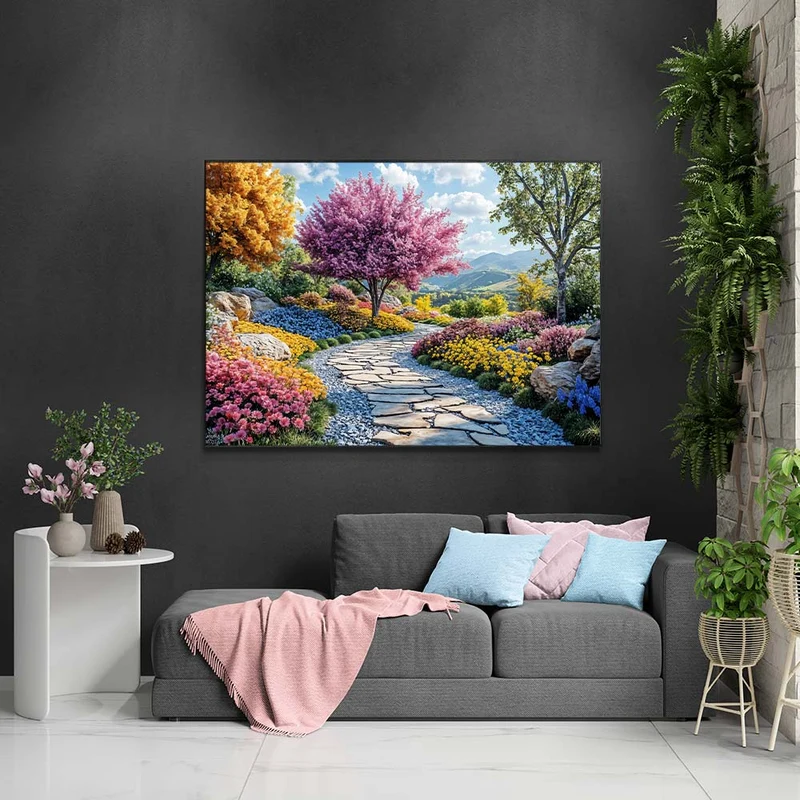 5D Diamond Painting – Pfad der Blütenwunder
