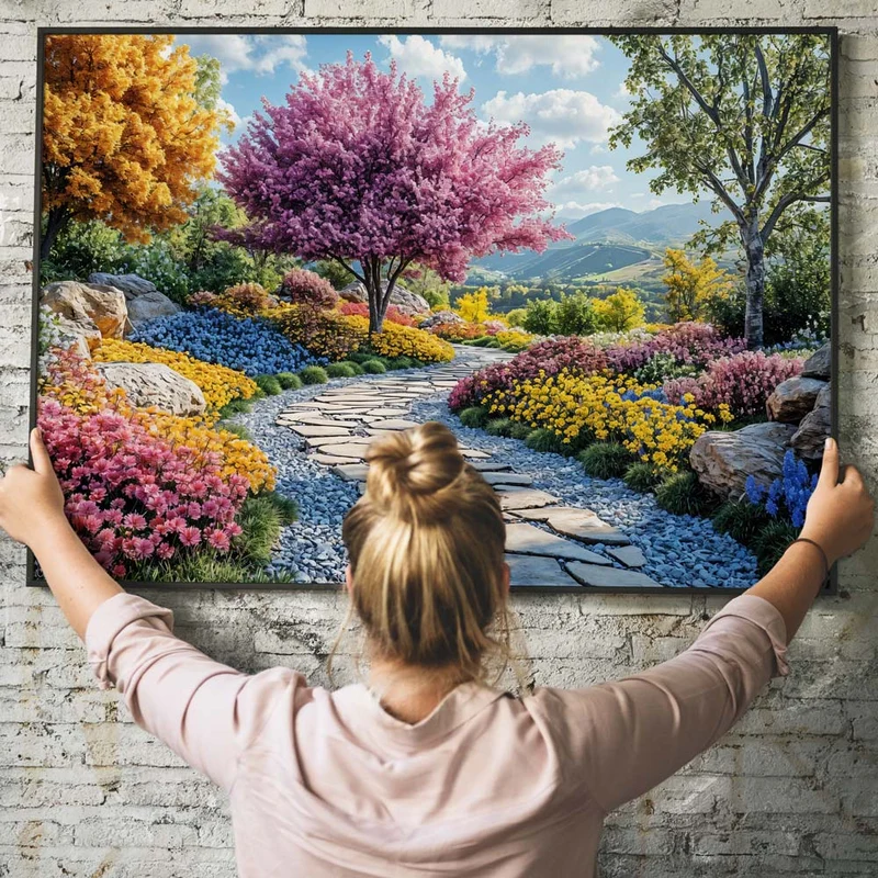 5D Diamond Painting – Pfad der Blütenwunder