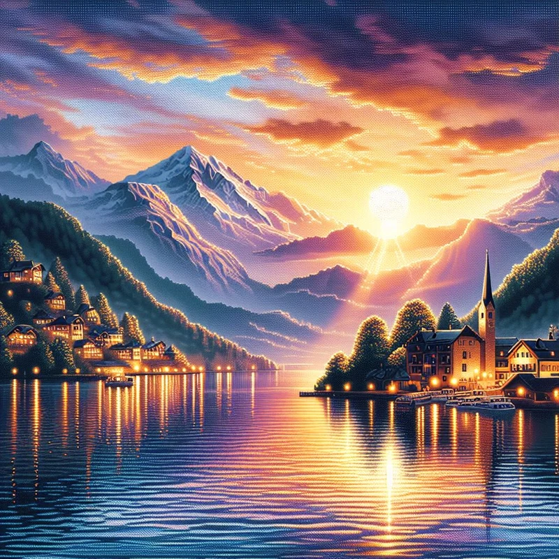 Sonnenuntergang im Dorf