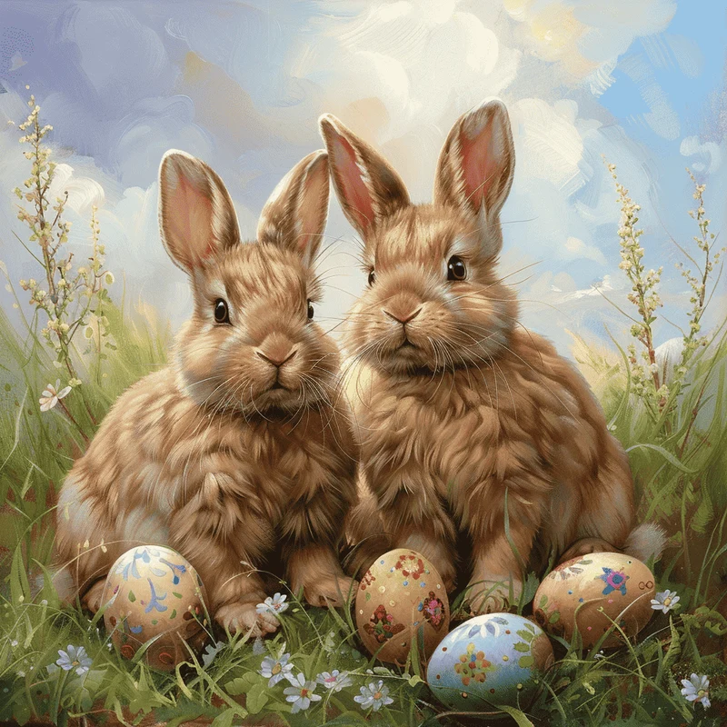 Osterhasen im Gras