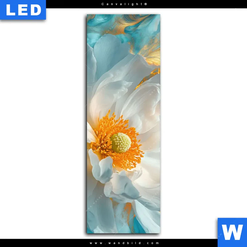 Canvalight® Leuchtbild | Blüte im goldenen Licht | Schmal