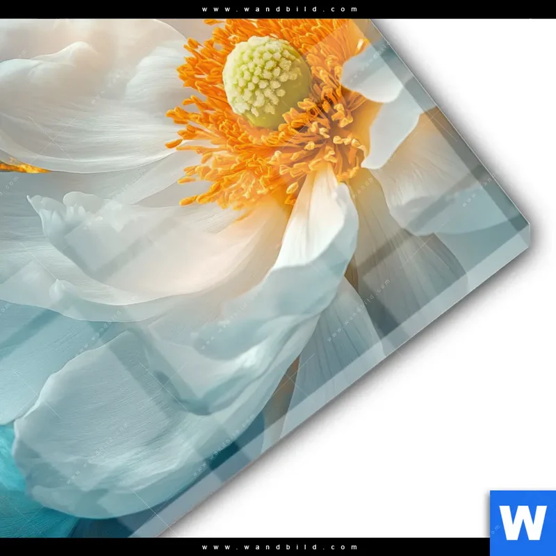 Acrylglasbild | Blüte im goldenen Licht | Rund