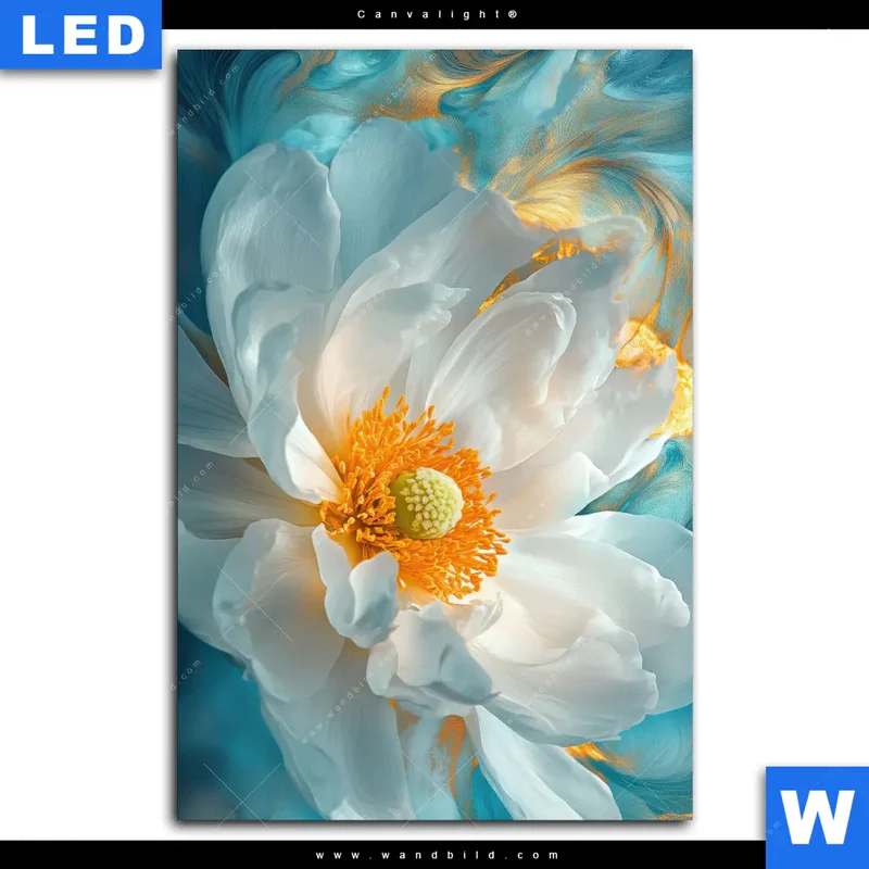 Canvalight® Leuchtbild | Blüte im goldenen Licht | Hochformat