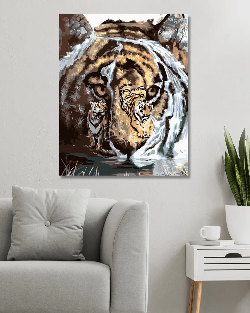 Diamond painting - TIGER, TAL UND WASSERFALL (D. RUSTY RUST)
