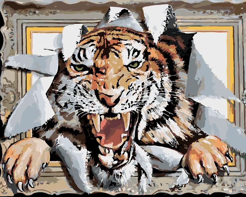 Diamond painting - TIGER IM RAHMEN (D. RUSTY RUST)