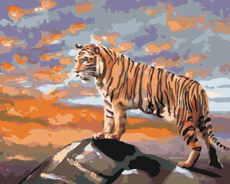 Diamond painting - TIGER AUF EINEM FELSEN (D. RUSTY RUST)