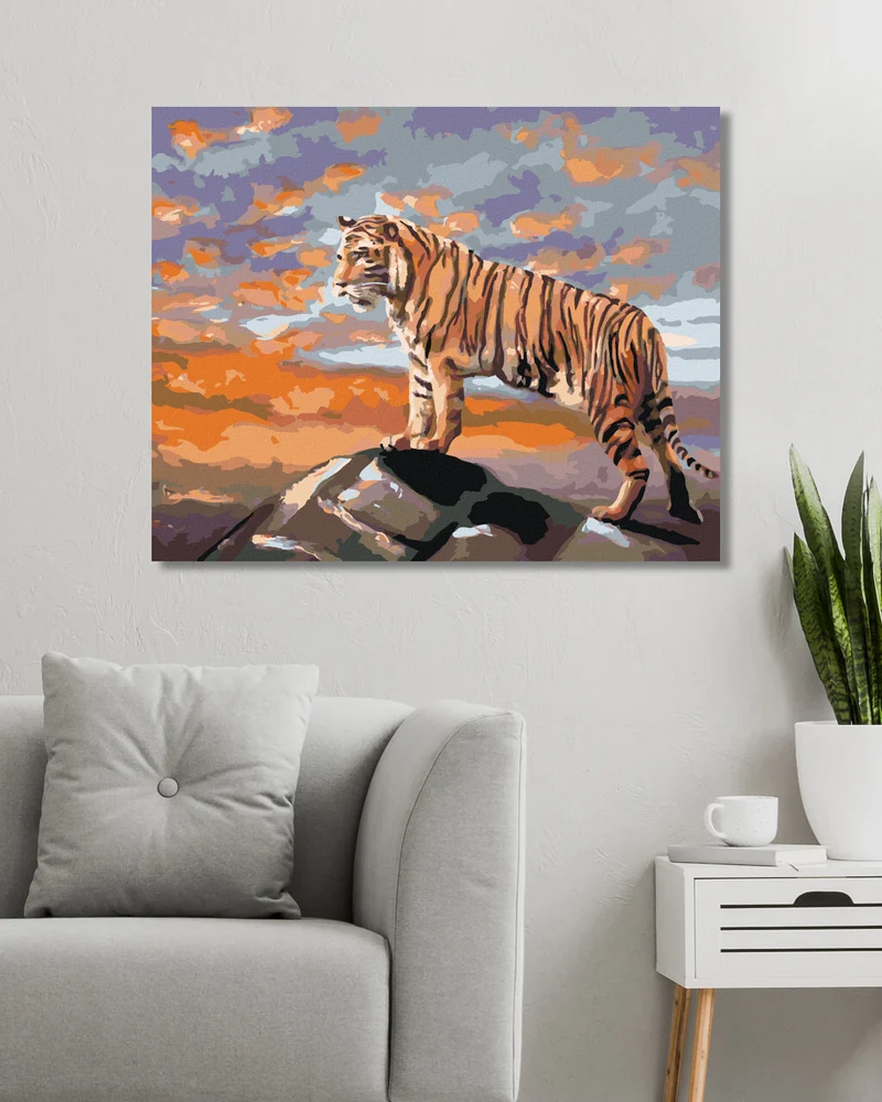 Diamond painting - TIGER AUF EINEM FELSEN (D. RUSTY RUST)