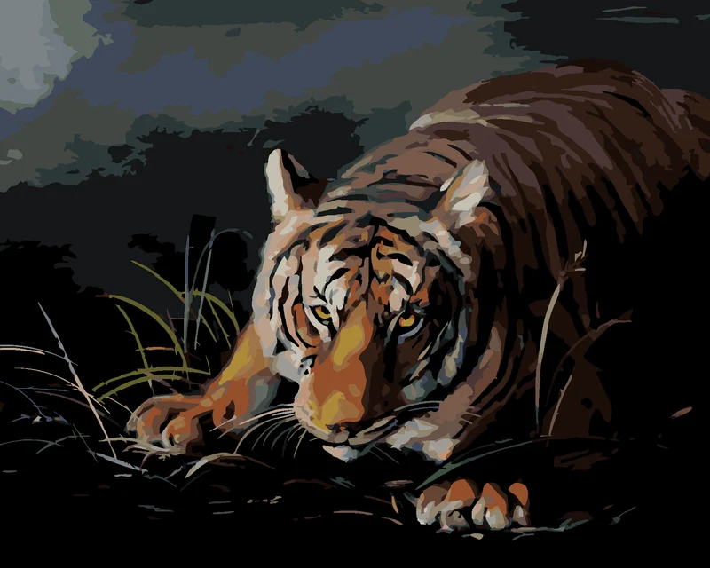 Diamond painting - TIGER, DER IM DUNKELN LAUERT (D. RUSTY RUST)