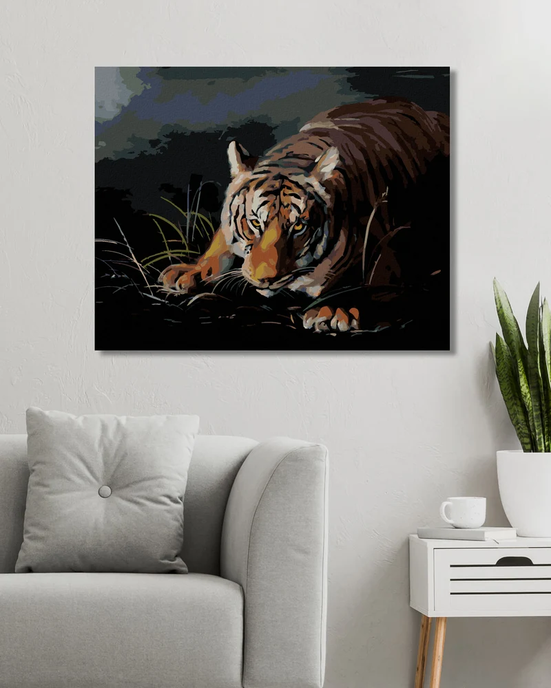 Diamond painting - TIGER, DER IM DUNKELN LAUERT (D. RUSTY RUST)