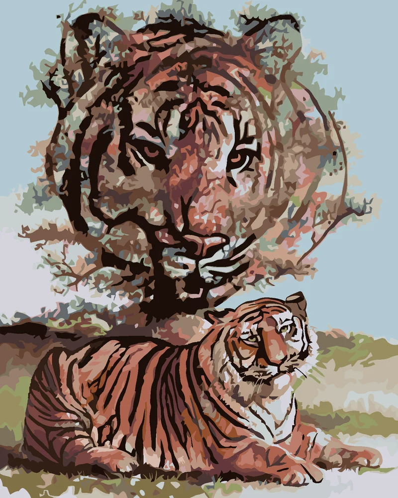 Diamond painting - TIGER UND BAUM (D. RUSTY RUST)
