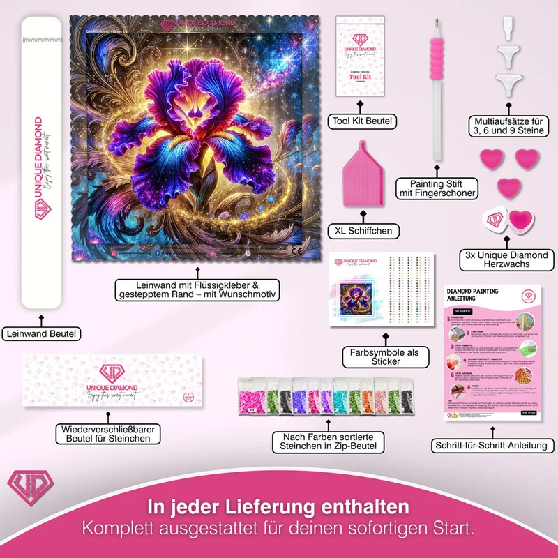 5D Diamond Painting – Iris der Galaxienblüte