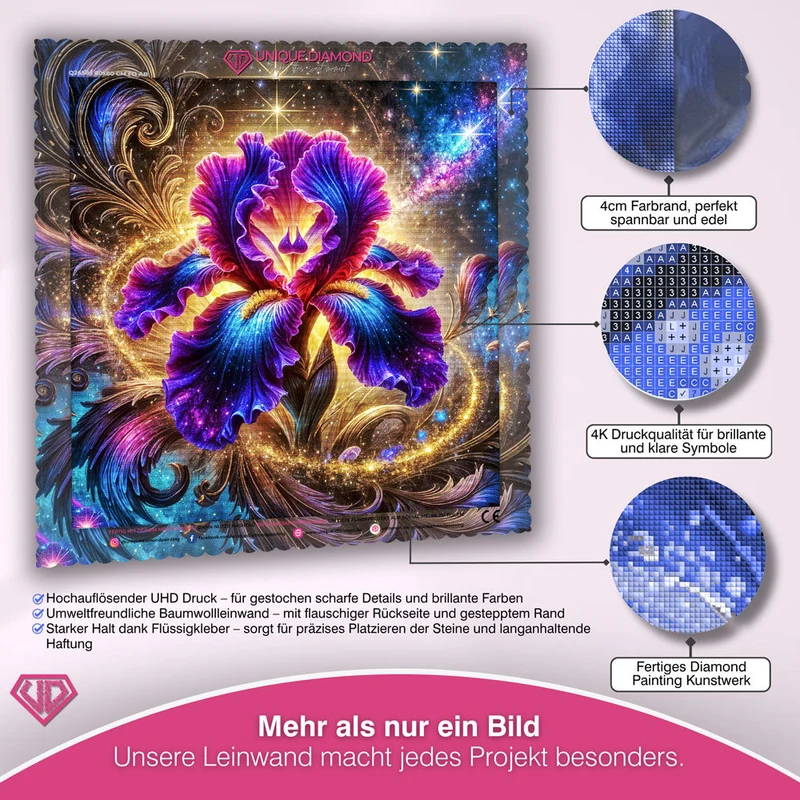 5D Diamond Painting – Iris der Galaxienblüte