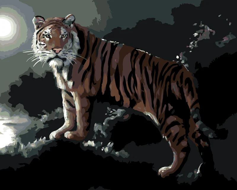 Diamond painting - TIGER UND VOLLMOND (D. RUSTY RUST)