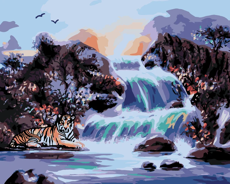 Diamond painting - TIGER UND WASSERFALL (D. RUSTY RUST)