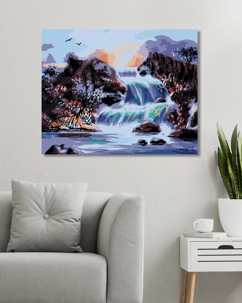 Diamond painting - TIGER UND WASSERFALL (D. RUSTY RUST)